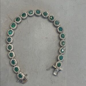 Elegant Silver and Green Bracelet